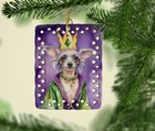 Chinese Crested King Queen Of Mardi Gras Porcelain Ornament Dac4768co2