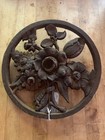Vintage Architectural Cast Iron Floral Gate Rosette 1800 s Nice 