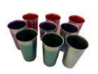 Vintage Set Of 9  Anoware Anodized Aluminum Tumblers 10 Oz  Drinking Glasses