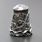 925 Sterling Silver Thimble Poppy Flower   Vine Wire Work Design Size 10