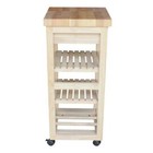 Rolling Kitchen Utility Cart Trolley Butcher Block Top With Drawer Unfinished