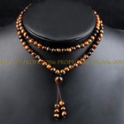Natural 6mm Yellow Tiger s Eye 108 Prayer Beads Tibet Buddhist Mala Necklace