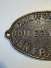 California Boiler Works San Francisco Ser  55 W p  125 - Metal Plate Sign Tag