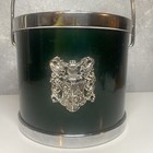Vintage Ice Bucket Silvertone Star Lid Marbled Green Plastic Mcm Coat Of Arms 