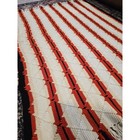 Vintage Handmade Crochet Blanket Afghan Throw Red White Black Fringe 60x44