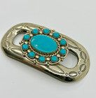 Vtg Bell Trading Post Nickel Silver Hair Slide Holder Turquoise Fred Harvey Era