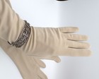 Vintage 60s Tan Nylon Fownes Stretch Elbow Length Gloves  Medium Large