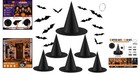 Halloween Witch Hat Set With 3d Bat Stickers - Perfect For Festive Decor