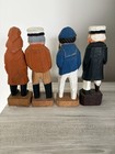Vintage Hand Carved Wooden Nautical Figures Set Of 4 Folk Art Sailors