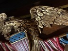 Folk Art Carved Wood Eagle With Shield