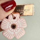 Coach Tea Rose Bag Charm Key Ring Rose Gold Pink Flower