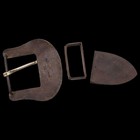 3-piece Ranger Style Western Engraved Silver Overlay Vintage Belt Buckle Set