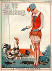 1925 La Vie Parisienne Feeding The Rooster France Travel Advertisement Poster