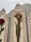 Floral Wall Hangings 17 5 x4-3 8  Two Am  Red Rose    One Iris Set Of 3  Rare