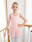 Kid Girls 4-5t Hollow Back Ballet Leotard With Skirt Sleeveless Dance Dresses