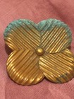 Antique vintage Large Goldtone Shank Ribbed Flower Buttons With Patina 1-1 2 