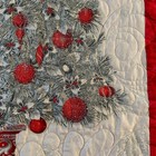 Quilted Christmas Tree Wall Hanging Red Silver Festive Holiday Decor 31x45 Euc