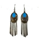 Vintage Native American Navajo Sterling Silver Turquoise Dangle Earrings 2 3   