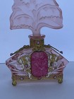 Art Deco 1930s Czech Glass Jeweled Filigree Pink Crystal Perfume Bottle