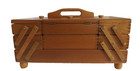 Vtg Wooden Sewing Box Fold Out Accordion Dovetail Joints Made In Romania 1989