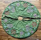 Pottery Barn Tree Skirt Embroidered Folk Art  Quilted 58 