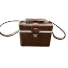 Vintage Camera And Accessory Bag W shoulder Strap  Brown Faux Leather  Hard Case