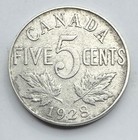 1928 Canada Five Cent Coin - 5c - Canadian Nickel - 5 Cents - Free Shipping