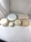 Vtg Rubbermaid Servin  Saver Storage Container Almond Lids Lot Of 6 Round Square