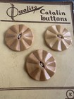 Large Vintage Catalin Butterscotch Coat Buttons Art Deco Faceted 1-1 8    On Card