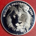 2001 Zambia 4000 Kwacha Silver Proof Lion Hologram Wildlife Protection coa Rare 