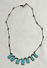 Vintage Sterling Silver 925 Turquoise 16  Necklace  Mexico