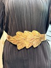 Vintage Gold Tone Metal Leaf Design Wide Waist Belt Bohemian 28 - 33 5  4  Tall