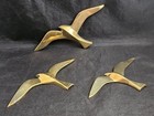 Vtg Mcm Flying Brass Seagulls Birds Wall Hanging Graduated Size Set Of 3 India