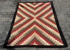 Antique Vtg Southwestern Navajo Design Rug Blanket Hand Loomed Wool 66 X 51 Inch