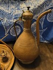 Vintage Turkish Coffee Brass Tea Set W  Tray Cups And Pitcher-read Description