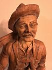 Vintage German Black Forest Hand Carved Figurine Hunter  Rifle  Harvest  Tall