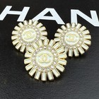 10 Chanel Buttons White Gold Flower Cc Logo Stones 20mm Vintage