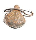 Antique Brass Hunting Powder Flaskcirca 1890-1910 Ornate Floral And Shell Motif