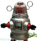 Silver Piston Action Robot Robby The Robot Tin Battery Operated New 