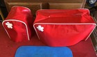 Vintage Appliance Covers Red Vinyl With White Piping 1970 s Flower Power Kitsch 