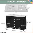 47inch Bathroom Vanity Cabinet Double Ceramic Sink Top Sink Cabinet Modern Wood