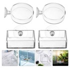 4pcs Suction Cup Fish Feeder Dish  Acrylic Tank Feeding Tray For Shrimp And