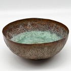 Antique Islamic Copper Bowl With Intricate Engravings   Patina 8  Diameter