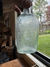 M W Babylon Westminster Md Rare Aqua Blown Strap Side Whiskey Flask Bottle 1890s