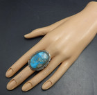 Signed Vintage Navajo Morenci Turquoise Sterling Silver Ring Size 7 75