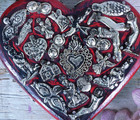 Red Wood Heart Milagros Handmade Michoacan Mexican Folk Art Love Token Small Sz