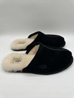 Ugg Scuff Slippers Men   s Size 10 Black Suede Sheepskin Fur Lined