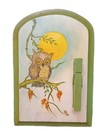 Vintageplaque  Owl Hand Painted Wood Desk Note Recipe Clip Holder  Mid Century