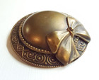 Large Antique Realistic Brass Hat W  Bow Sewing Button   Almost 1-3 4  44mm