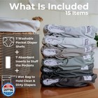 Nora s Nursery Awj Cloth Diapers 7 Pack With 1 Wet Bag - Waterproof Cover  Wa